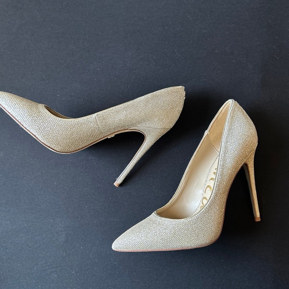 Sam Edelman Champagne Stiletto Heels with Pointed Toe